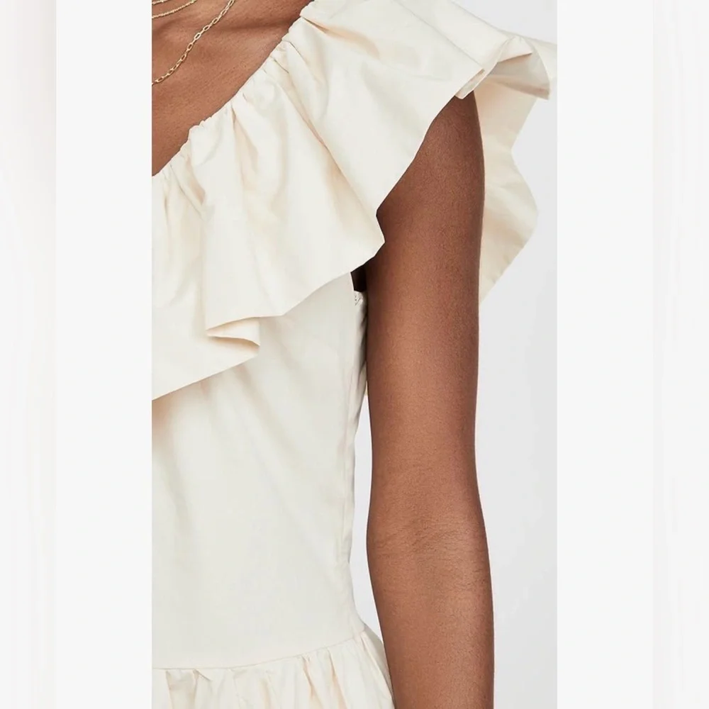 English Factory Cotton Tiered Midi Dress Ruffle V-Neck Cream SKU353 - Picture 4 of 12